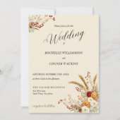 テラコッタラストフラワーズボホ秋の結婚式 招待状 (正面)