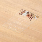 テラコッタラストフラワーズボホ秋結婚葉 アクリル招待状 (レイダウン)