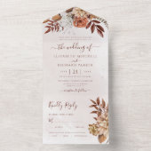 テラコッタラストフラワーズボホ秋結婚葉 オールインワン招待状 (内側)