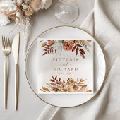 テラコッタラストフラワーズボホ秋結婚葉 スタンダードカクテルナプキン