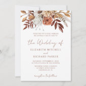 テラコッタラストフラワーズボホ秋結婚葉 招待状 (正面)