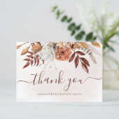 テラコッタラストフローラボホ秋の結婚式サンキュー サンキューカード (スタンド正面)