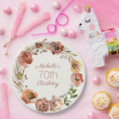 テラコッタラストフローラリース70th誕生日 ペーパープレート (パーティー)