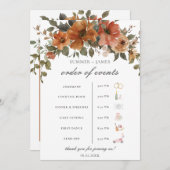 テラコッタラストフローラ秋の結婚式順序のイベント プログラム (正面/裏面)