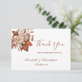 テラコッタラストベージュ結婚フローラ感謝していズ サンキューカード (スタンド正面)