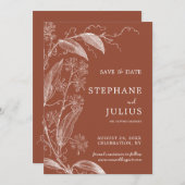 テラコッタラストボタニカルセーブザデイト招待状 招待状 (正面/裏面)
