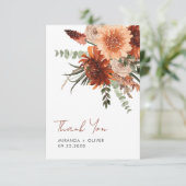 テラコッタラストボホウォーターカラー結婚フローラ サンキューカード (スタンド正面)