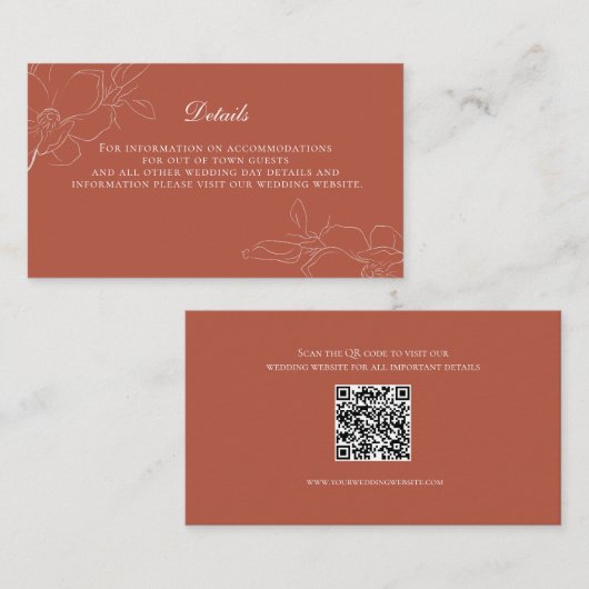 テラコッタラストボホホワイトフローラ結婚ズ詳細 エンクロージャーカード (正面/裏面)