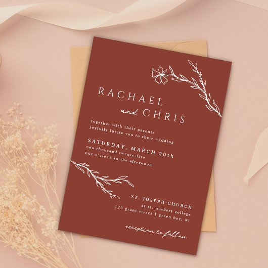 テラコッタラストボホモダンステンレスボタニカル 招待状