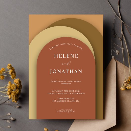 テラコッタラストミニマモダンリストエレガントな結婚式 招待状