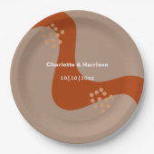 テラコッタラストモダン抽象芸術結婚ズ ペーパープレート (正面)