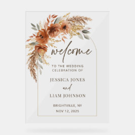 テラコッタラスト秋結婚フローラの歓迎 アクリルサイン