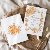 テラコッタラスト素朴フローラエレガント秋の結婚式 招待状