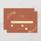 テラコッタラスト金ゴールドユーカリ結婚プス 出欠カード (正面/裏面)