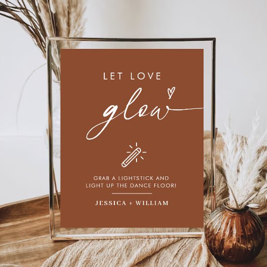 テラコッタラブグロー結婚のグロースティックのサイン ポスター