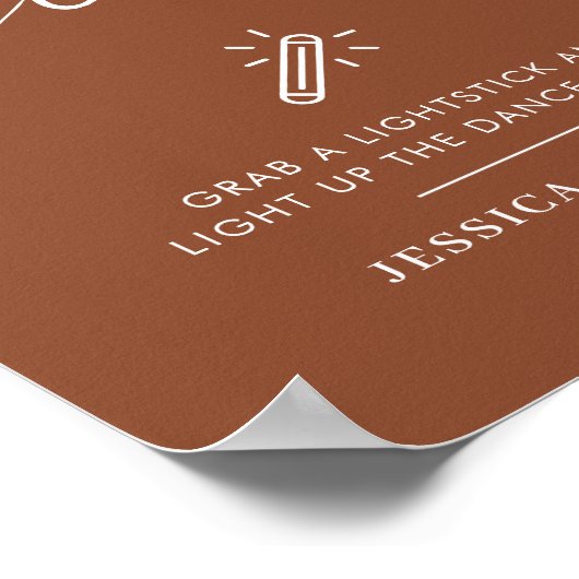 テラコッタラブグロー結婚のグロースティックのサイン ポスター (角)