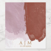 テラコッタラベンダーモノグラムウォーターカラー ワインラベル (シングルラベル)