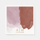 テラコッタラベンダーモノグラム水の結婚色の スタンダードカクテルナプキン (正面)