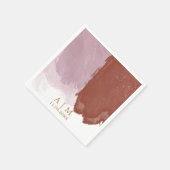 テラコッタラベンダーモノグラム水の結婚色の スタンダードカクテルナプキン (角)