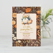 テラコッタリトルカボチャ秋ベビーシャワー 招待状 (スタンド正面)