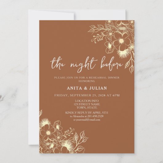 テラコッタリハーサルディナーの前の夜 招待状 (正面)