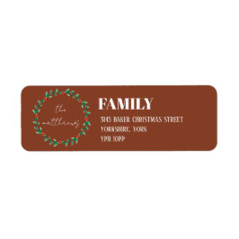 テラコッタリースメリークリスマスファミリーアドレス ラベル