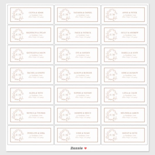 テラコッタリーピークレストモノグラムゲストアドレス シール (シート)