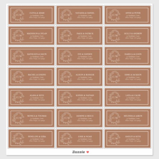 テラコッタリーピークレストモノグラムゲストアドレス シール (シート)