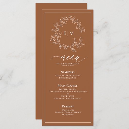 テラコッタリーピークレストモノグラム結婚ズメニュー メニュー (正面/裏面)