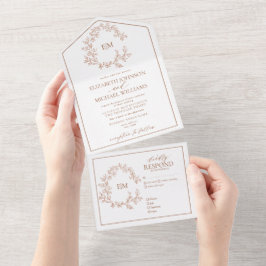 テラコッタリーピークレストモノグラム結婚ズ オールインワン招待状