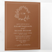 テラコッタリーピークレストモノグラム結婚ズ 三つ折り招待状 (内部最初)