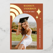 テラコッタレインボーアーチアンドスターズ卒業 箔招待状 (正面)