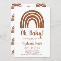 テラコッタレインボーベビーシャワー招待状