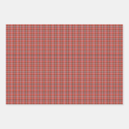 テラコッタレッドのチェック柄レトロカラー ラッピングペーパーシート