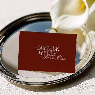 テラコッタレッドの結婚式プレイスカード ゲスト名 テーブルナンバー