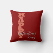 テラコッタレッドエレガントベルベットハッピーヴァレンティーンズデー クッション (裏面)