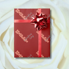 テラコッタレッドエレガントベルベットハッピーヴァレンティーンズデー ラッピングペーパー