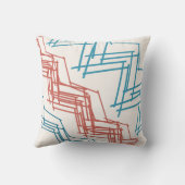 テラコッタレッドターコイズブルーダイアゴナルスクイグル クッション (裏面)