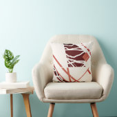 テラコッタレッドブラウンオフホワイト抽象芸術アートデザイン クッション (椅子)