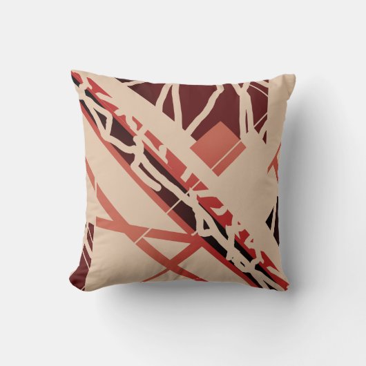 テラコッタレッドブラウン対角シェイプデザイン クッション (正面)