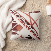 テラコッタレッドブラウン斜めデザインオンオフ – ホワイト クッション (ブランケット)