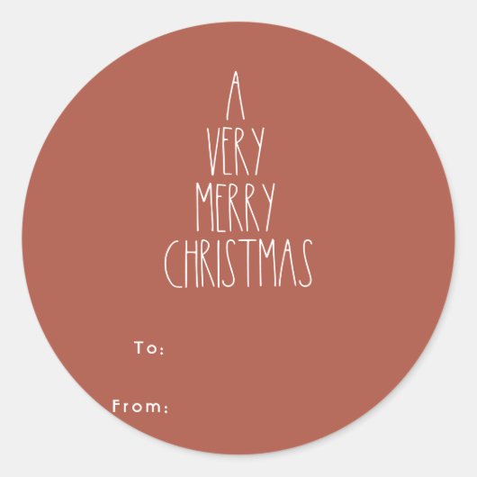 テラコッタレッドボホクリスマスプレゼント 三角形シール (正面)