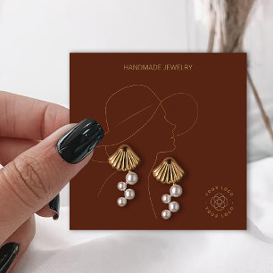テラコッタレディジュエリーイヤリングディスプレイ スクエア名刺
