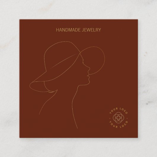 テラコッタレディジュエリーイヤリングディスプレイ スクエア名刺 (正面)