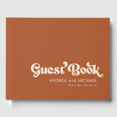 テラコッタレトロお洒落タイポグラフィ70結婚s ゲストブック (正面)