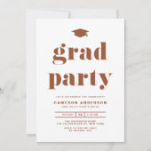 テラコッタレトロはっきりしたタイポグラフィ卒業パーティー 招待状 (正面)