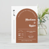 テラコッタレトロアーチフォトQRコードRSVP Groovy 招待状 (スタンド正面)