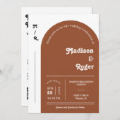 テラコッタレトロアーチフォトQRコードRSVP Groovy 招待状 (正面/裏面)