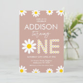 テラコッタレトロガールズデイジー1st誕生日 招待状 (スタンド正面)