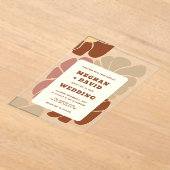 テラコッタレトログルーヴィボホシックフローラ結婚ズ アクリル招待状 (レイダウン)